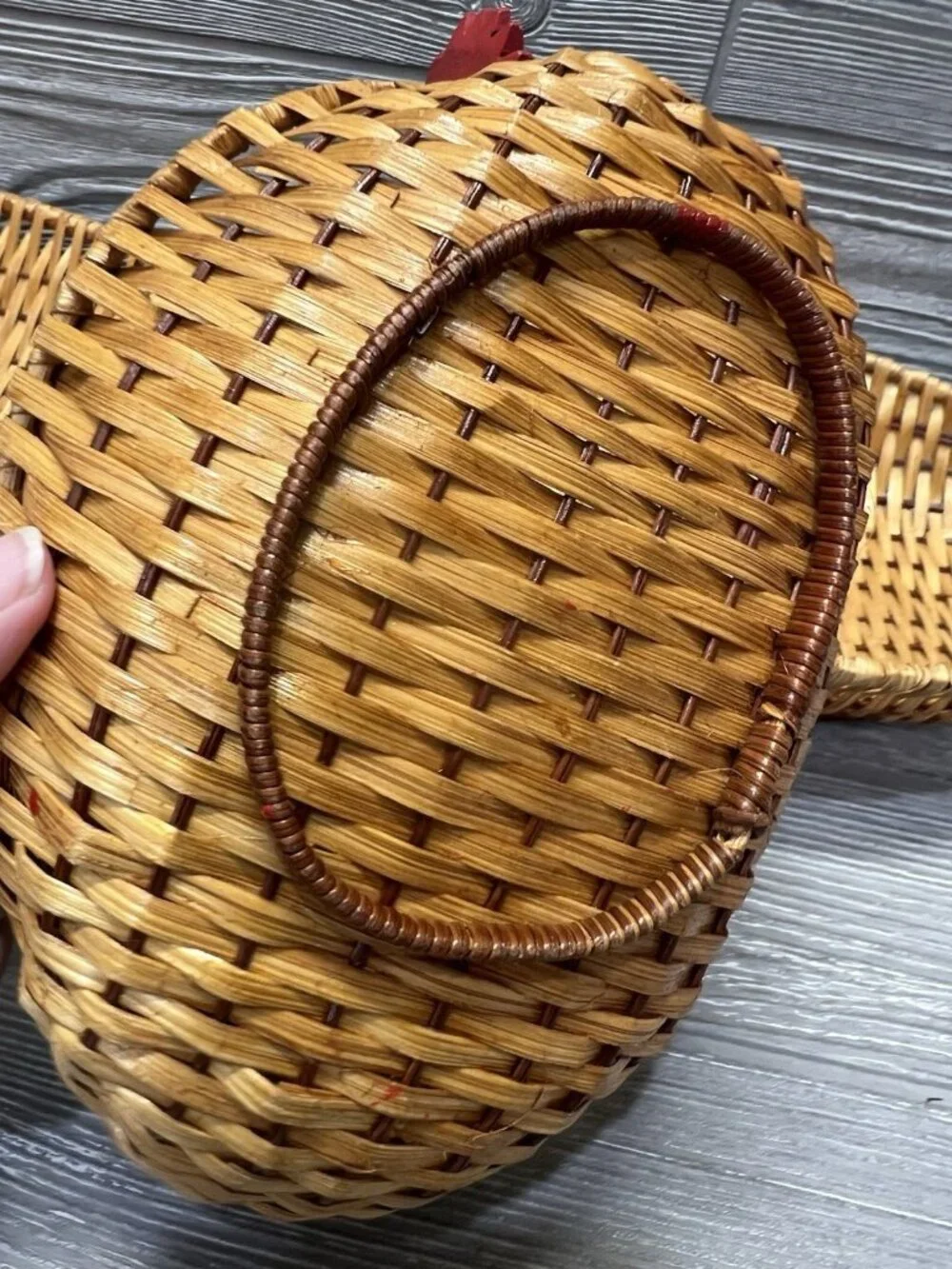 Vintage Nesting Rattan Baskets Chickens Roosters Set of 4 Farmhouse Decor 1970s